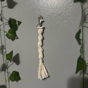 Elegant Cream Macrame Key Chain